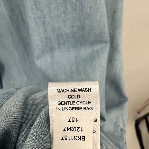 Spense Embroidered Chambray Sleeveless Jean Pockets Tassel Dress Short Large - Picture 7 of 7